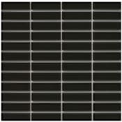 Emser Tile Catch - 11" x 12" Linear Wall Tile - Glossy Visual - Sold by Sheet (0.92 SF/Sheet) Black