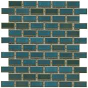 Emser Tile Afloat - 11" x 12" Brick Floor and Wall Tile - Glossy Visual - Sold by Sheet (0.93 SF/Sheet) Teal