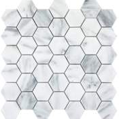 Emser Tile Marble - 12" x 12" Hexagon Wall Tile - Polished Visual - Sold by Sheet (0.98 SF/Sheet) Winter Frost