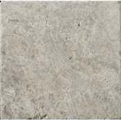 Emser Tile Trav Ancient Tumbled - 4" x 4" Square Floor and Wall Tile - Honed Visual - Sold by Sheet  (0.11 SF/Sheet) Silver