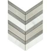 Emser Tile Intrigue - 12" x 14" Chevron Floor and Wall Tile - Polished Visual - Sold by Sheet (1.11 SF/Sheet) Gray/Fawn