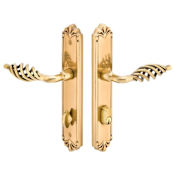 Emtek Designer Brass Door Configuration 1 Keyed Entry Multi Point Narrow Trim Lever Set with American Cylinder Below Handle French Antique