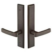 Emtek Sandcast Bronze Door Configuration 2 Inactive Multi Point Trim Lever Set with American Cylinder Above Handle Medium Bronze