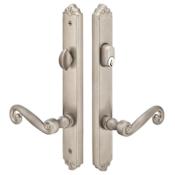 Emtek Designer Brass Door Configuration 3 Patio Multi Point Trim Lever Set with American Cylinder Above Handle Pewter