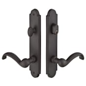 Emtek Sandcast Bronze Door Configuration 3 Patio Multi Point Arched Trim Lever Set with American Cylinder Above Handle Flat Black