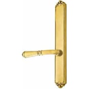 Emtek Designer Brass Door Configuration 3 Patio Multi Point Narrow Trim Lever Set with American Cylinder Above Handle French Antique
