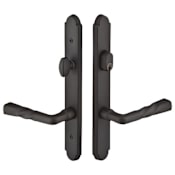Emtek Sandcast Bronze Door Configuration 4 Inactive Multi Point Arched Trim Lever Set with American Cylinder Above Handle Flat Black