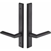 Emtek Sandcast Bronze Door Configuration 4 Patio Multi Point Narrow Trim Lever Set with American Cylinder Above Handle Flat Black