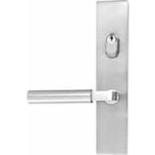 Emtek Brass Modern Door Configuration 4 Keyed Entry Multi Point Trim Lever Set with American Cylinder Above Handle Brushed Stainless Steel