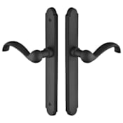 Emtek Sandcast Bronze Door Configuration 5 Inactive Multi Point Narrow Arched Trim Lever Set with European Cylinder Below Handle Flat Black