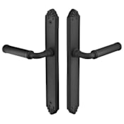 Emtek Lost Wax / Tuscany Bronze Door Configuration 5 Patio Multi Point Narrow Trim Lever Set with European Cylinder Below Handle Flat Black