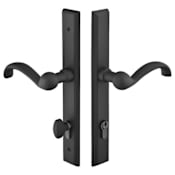 Emtek Sandcast Bronze Door Configuration 5 Keyed Entry Multi Point Trim Lever Set with European Cylinder Below Handle Flat Black