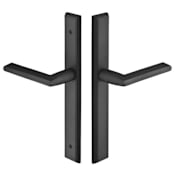 Emtek Sandcast Bronze Door Configuration 5 Thumbturn Multi Point Trim Lever Set with European Cylinder Below Handle Flat Black