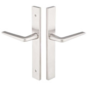 Emtek Brass Modern Door Configuration 5 Thumbturn Multi Point Narrow Trim Lever Set with European Cylinder Below Handle Brushed Stainless Steel