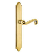 Emtek Classic Brass Door Configuration 6 Patio Multi Point Narrow Trim Lever Set with American Cylinder Below Handle French Antique