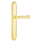 Emtek Designer Brass Door Configuration 6 Inactive Multi Point Narrow Trim Lever Set with American Cylinder Below Handle Lifetime Polished Brass