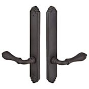 Emtek Lost Wax Cast Bronze Door Configuration 8 Half Inactive Half Passage Multi Point Narrow Trim Lever Set with American Cylinder Below Handle Flat Black