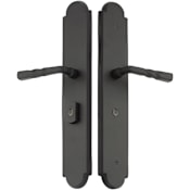 Emtek Sandcast Bronze Door Configuration 1 or 6 Half Inactive Half Passage Multi Point Trim with American Cylinder Below Handle Flat Black Bronze