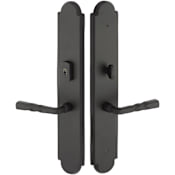 Emtek Sandcast Bronze Door Configuration 2 or 4 Keyed Entry Multi Point Trim with American Cylinder Above Handle Flat Black Bronze