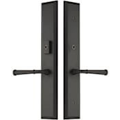 Emtek Brass Modern Door Configuration 2 or 4 Half Inactive Half Passage Multi Point Trim with American Cylinder Above Handle Flat Black
