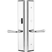 Emtek Brass Modern Door Configuration 2 or 4 Inactive Multi Point Trim with American Cylinder Above Handle Polished Chrome