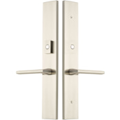 Emtek Brass Modern Door Configuration 2 or 4 Inactive Multi Point Trim with American Cylinder Above Handle Satin Nickel