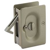 Emtek 3-1/2 Inch Solid Brass Privacy Mortise Pocket Door Lock for 1-3/8" Thick Doors Tumbled White Bronze