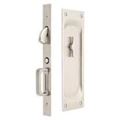Emtek 7-1/2 Inch Solid Brass Privacy Mortise Pocket Door Lock for 1-3/4" Thick Doors Satin Nickel