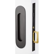 Emtek Narrow Oval 7-1/4 Inch Tall Inactive Dummy Mortise Pocket Door Pull for 1-7/8" Thick Doors Flat Black