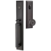 Emtek Melrose Full Plate Single Cylinder Keyed Entry Handleset with Waverly Interior Knob Flat Black