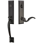 Emtek Adams Left Handed One Piece Single Cylinder Keyed Entry Handleset with Cortina Interior Lever Flat Black