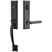 Emtek Adams Right Handed One Piece Single Cylinder Keyed Entry Handleset with Milano Interior Lever Flat Black