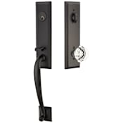 Emtek Adams One Piece Single Cylinder Keyed Entry Handleset with Old Town Clear Interior Knob Flat Black