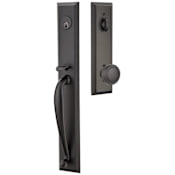Emtek Jefferson Full Plate Single Cylinder Keyed Entry Handleset with Norwich Interior Knob Flat Black