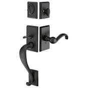 Emtek Rectangular Sectional Single Cylinder Keyed Entry Sandcast Bronze Handleset Flat Black