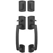 Emtek Ridgemont Double Cylinder Keyed Entry Grip by Grip Handleset from the Rustic Modern Collection Flat Black