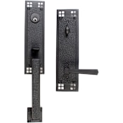 Emtek Arts and Crafts Single Cylinder Keyed Entry Designer Brass Handleset Flat Black