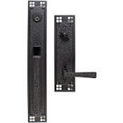 Emtek Arts and Crafts Full Length Single Cylinder Keyed Entry Designer Brass Handleset Flat Black