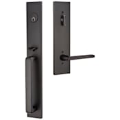 Emtek Lausanne Right Handed Full Plate Single Cylinder Keyed Entry Handleset with Helios Interior Lever Flat Black