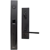 Emtek Lausanne Single Cylinder Keyed Entry Handleset from the Contemporary Collection Flat Black