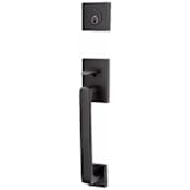 Emtek Baden Sectional Single Cylinder Keyed Entry Handleset with Laurent Interior Knob Flat Black