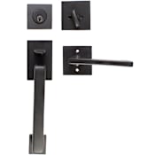 Emtek Baden Solid Brass Sectional Single Cylinder Keyed Entry Handleset Flat Black