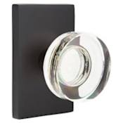 Emtek Modern Disc Non-Turning Two-Sided Dummy Door Knob Set with Modern Rectangular Rose from the Brass Modern Crystal Collection Flat Black