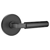 Emtek Hercules Right Handed Non-Turning Two-Sided Dummy Door Lever Set with Disk Rose from the Brass Modern Collection Flat Black