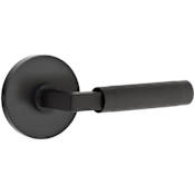 Emtek Knurled Reversible Non-Turning Two-Sided Dummy Door Lever Set from the SELECT Brass Collection Flat Black