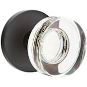 Emtek Modern Disc Reversible Non-Turning Two-Sided Dummy Door Knob Set from the Crystal Collection Flat Black