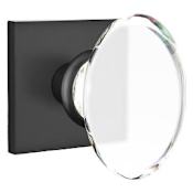 Emtek Hampton Glass Passage Door Knobset with Brass Rosette Flat Black