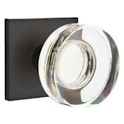 Emtek Modern Disc Passage Door Knob Set with Square Rose from the Brass Modern Crystal Collection Flat Black