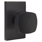 Emtek Freestone Passage Door Knob Set with Modern Rectangular Rose from the Urban Modern Collection Flat Black