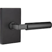 Emtek Hercules Right Handed Passage Door Lever Set with Modern Rectangular Rose from the Brass Modern Collection Flat Black